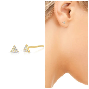 Sterling Silver Teeny Tiny CZ Triangle Piercing/Cartilage Earrings