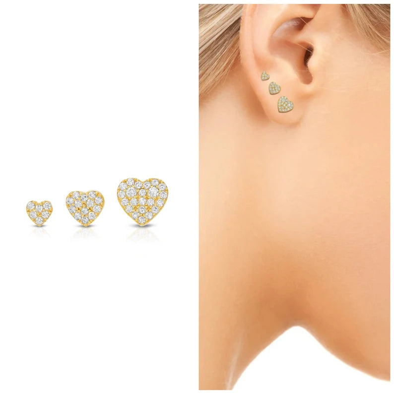 Tiny Crystal Heart Tragus Cartilage Stud Earrings