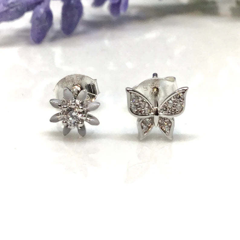 Tiny Flower and Butterfly Earrings