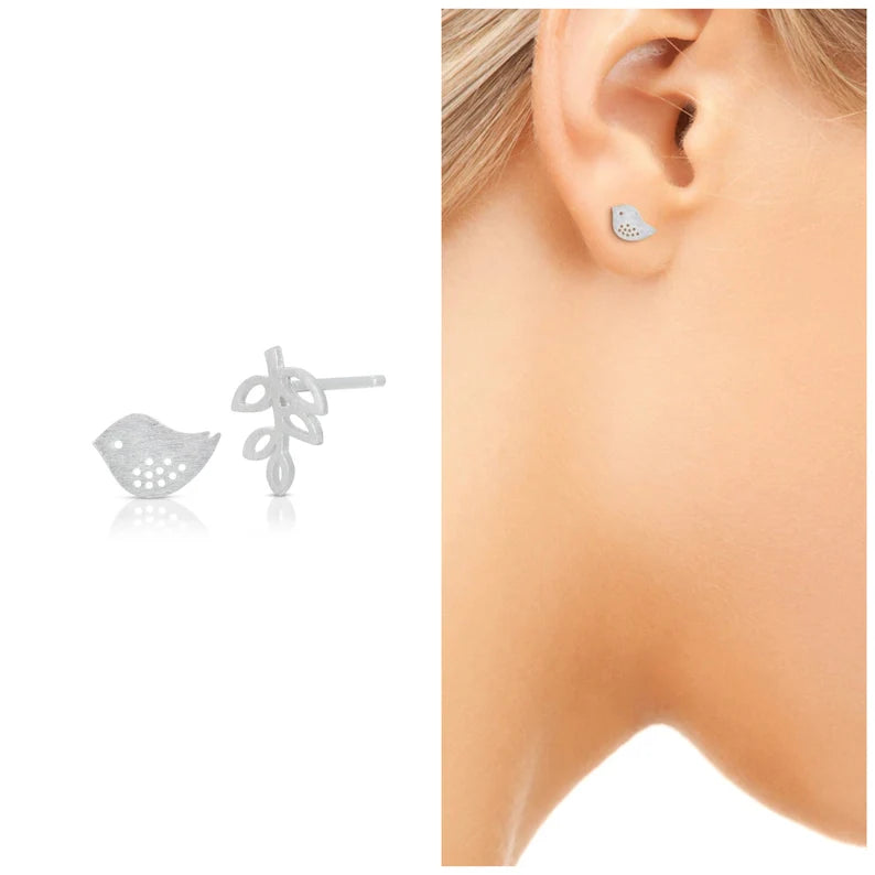 Tiny Pair of Bird and Twig Earrings
