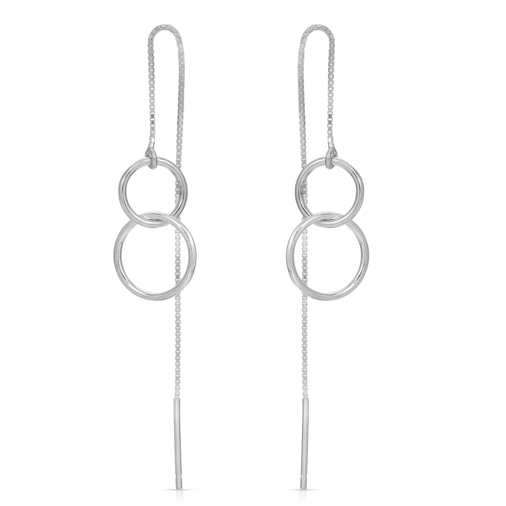 Sterling Silver Double Hoop Ear Threader earrings