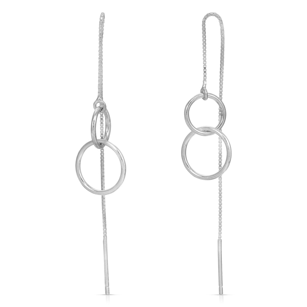 Sterling Silver Double Hoop Ear Threader earrings