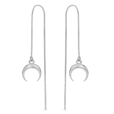Sterling Silver Crescent Moon Ear Threader earrings