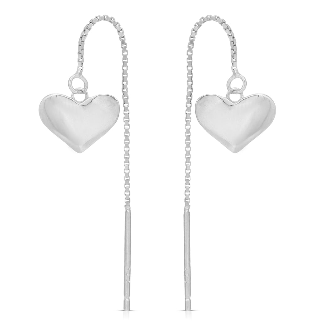Sterling Silver Big Heart Ear Threader earrings