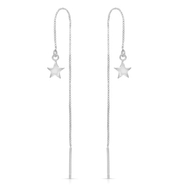 Star ear threader earrings sterling silver small