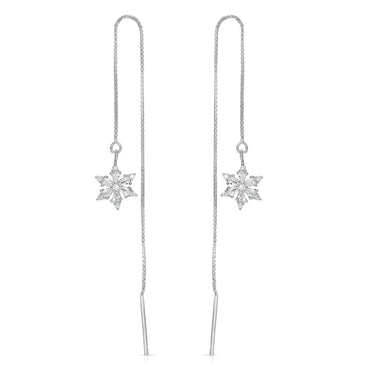 Sterling Silver Snowflake Ear Threader earrings