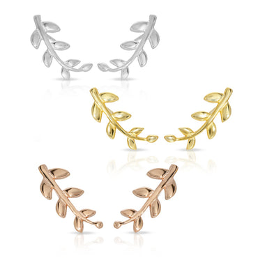 Leaf stud earrings sterling silver