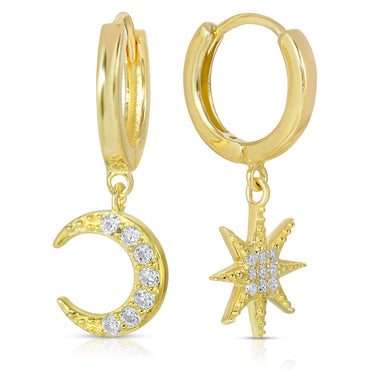 Moon and Star Hoop Earring