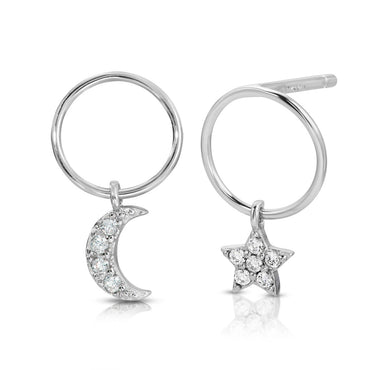 Moon and Star dangle Earring