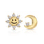 Moon and sun mismatched stud earrings sterling silver