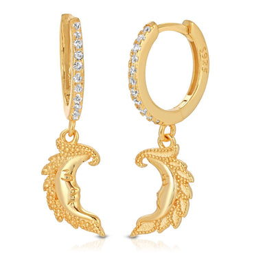 Moon minimalist hoop earring sterling silver