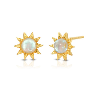 Moonstone sun stud earring sterling silver