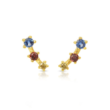 Ear climber stud earrings in sterling silver