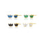 Crown stud earrings sterling silver-sapphire, emerald, onyx, diamond simulants