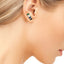 Baguette stud earring sterling silver-sapphire emerald, onyx, diamond simulants