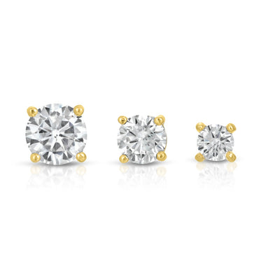 Set of 3 Single Crystal Stud Earrings