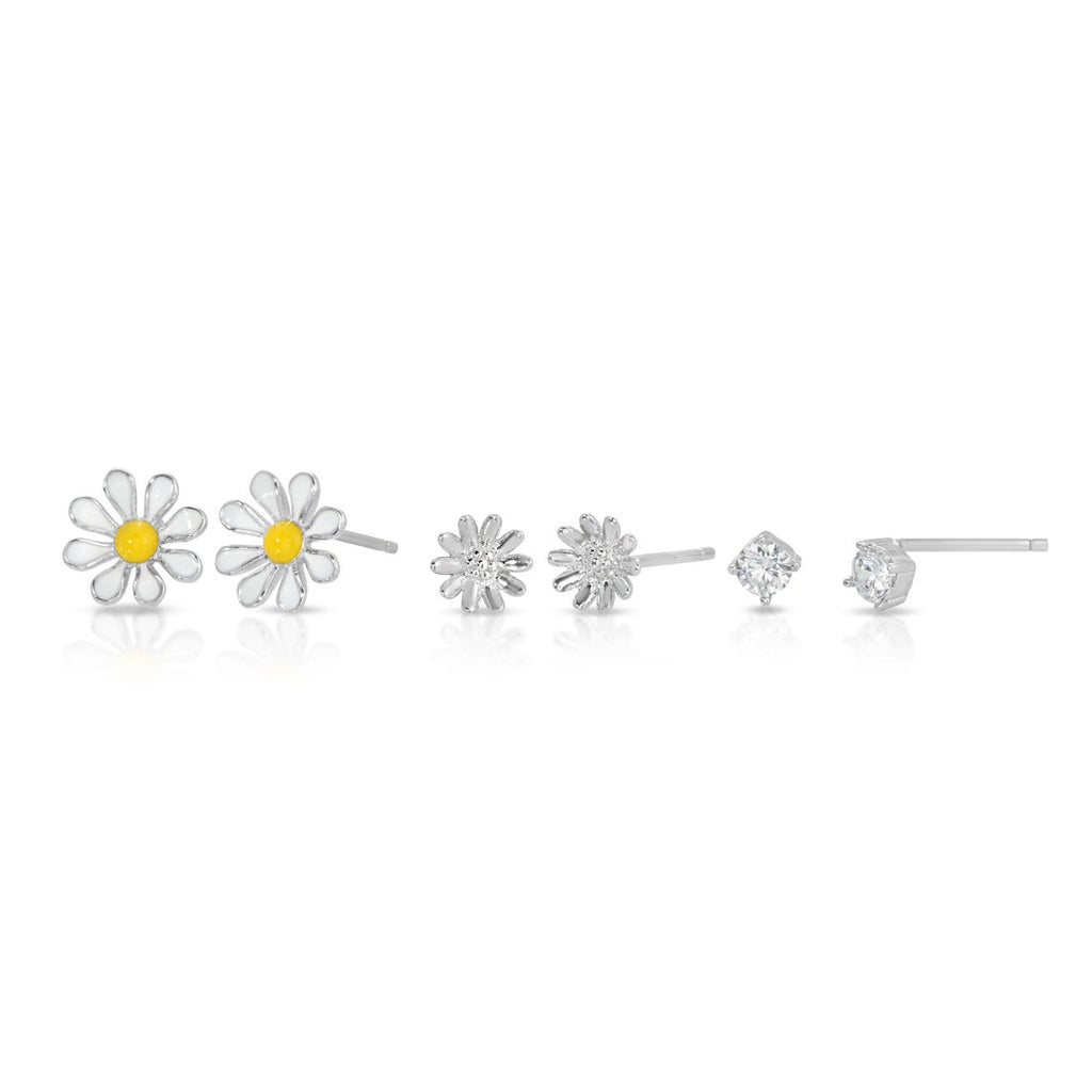 Set of 6 tiny single stud earring sterling silver