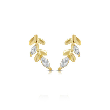 Silver Olive Leaves Branch Ear Crawler