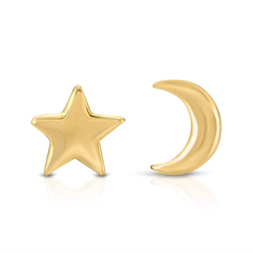 Silver Star & Moon Stud Earring