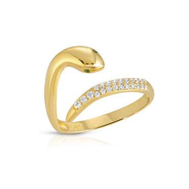 Snake Adjustable Ring Sterling Silver & Zirconia