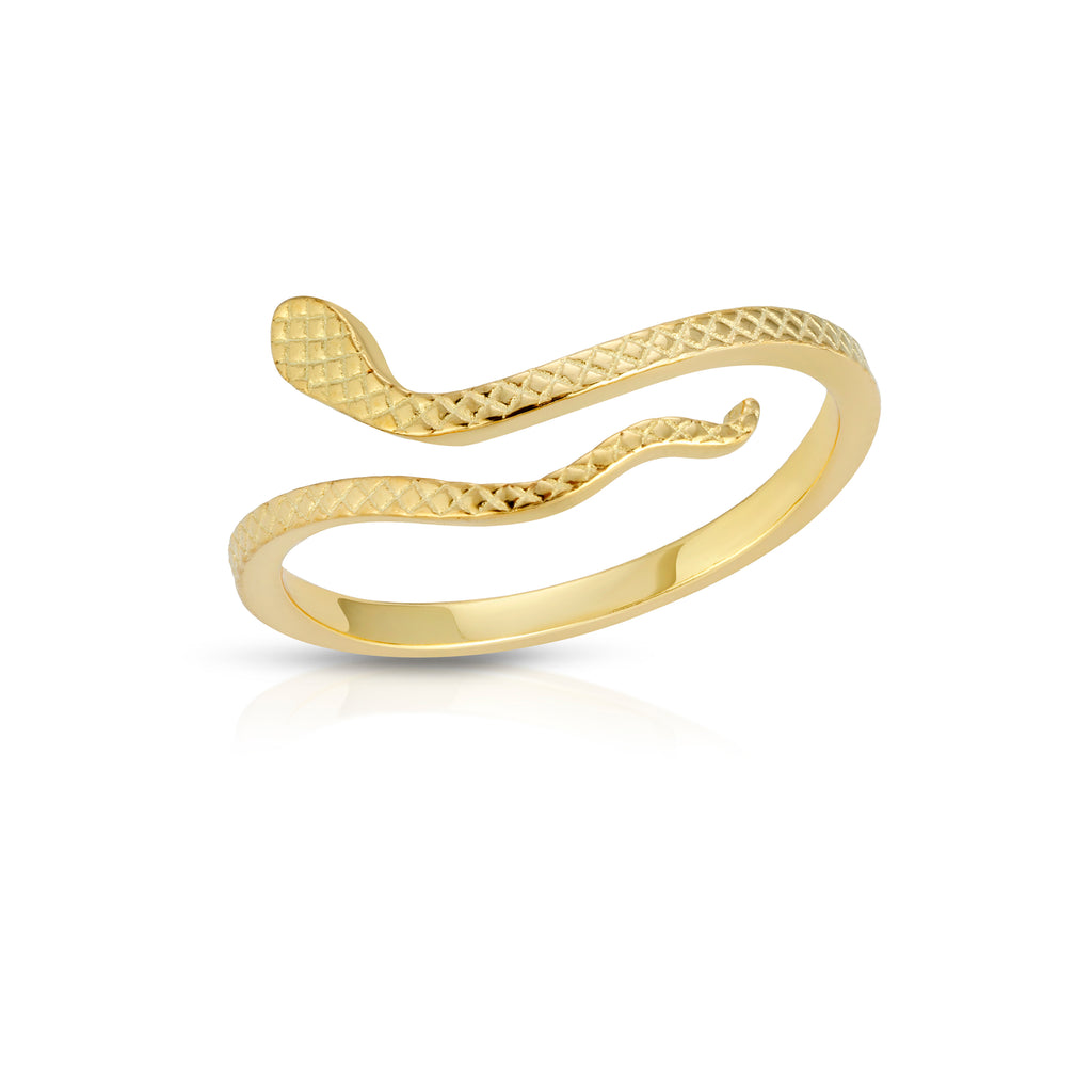 Snake Adjustable Ring Sterling Silver with Zirconia