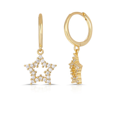 Star Hoop Earring Sterling Silver and Gems