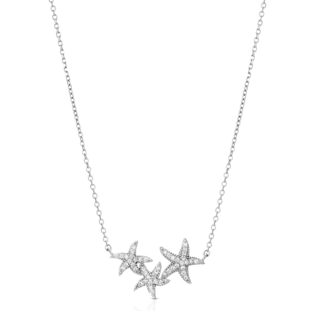 Starfish Trio Necklace in Sterling Silver