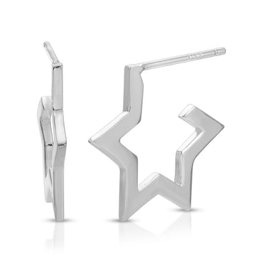 Star hoop earring sterling silver