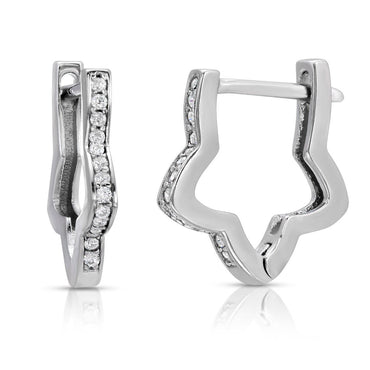 Star rounded hoop earring sterling silver