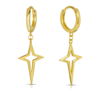 Sterling Silver Cross Star Hoop Earring