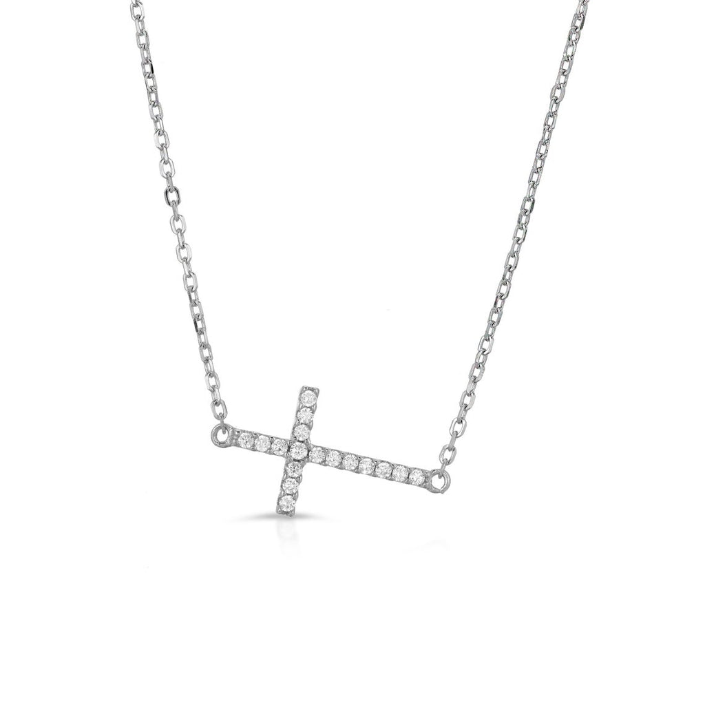 Sterling Silver Cross with gems Necklace