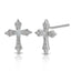 Sterling Silver Cubic Zirconia Mini Cross Earrings