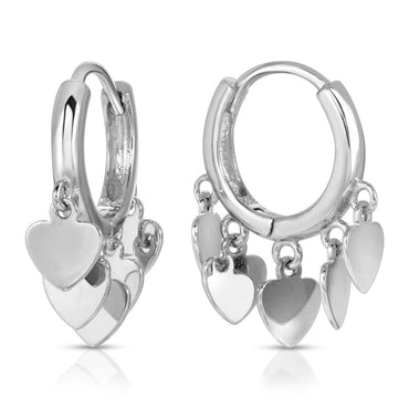 Sterling Silver Dangle Moving Hearts Earrings