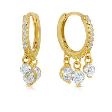 Sterling Silver Dangle Moving Stones Earrings