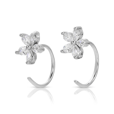 Sterling Silver Forget-me-not Flower Hoop Earring