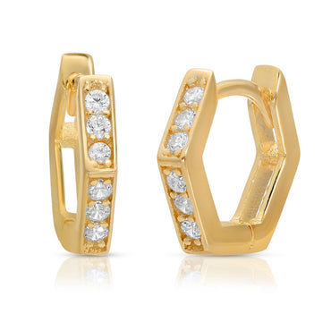 Sterling Silver Hexagon Hoop Earring