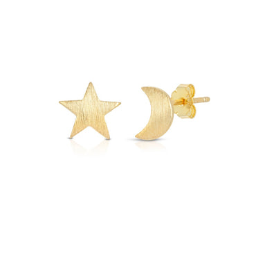 Sterling Silver Moon and Star Stud Earring