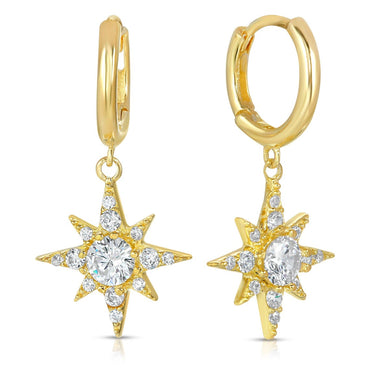 Sterling Silver North Star Hoop Earring