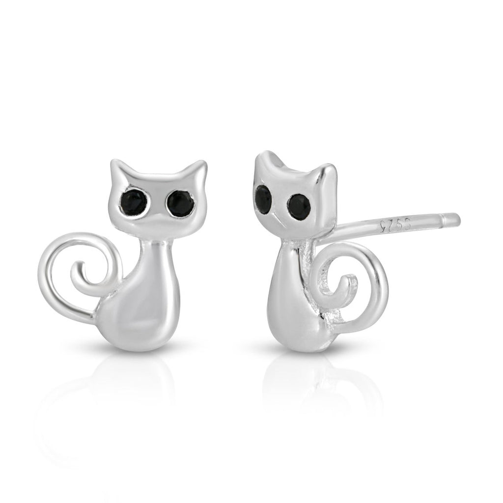 Sterling Silver Super Cute Cat Stud Earring