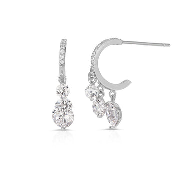 Sterling silver dangle CZ stones stud earring