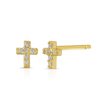 Tiny Cross Crystal Stud Earring