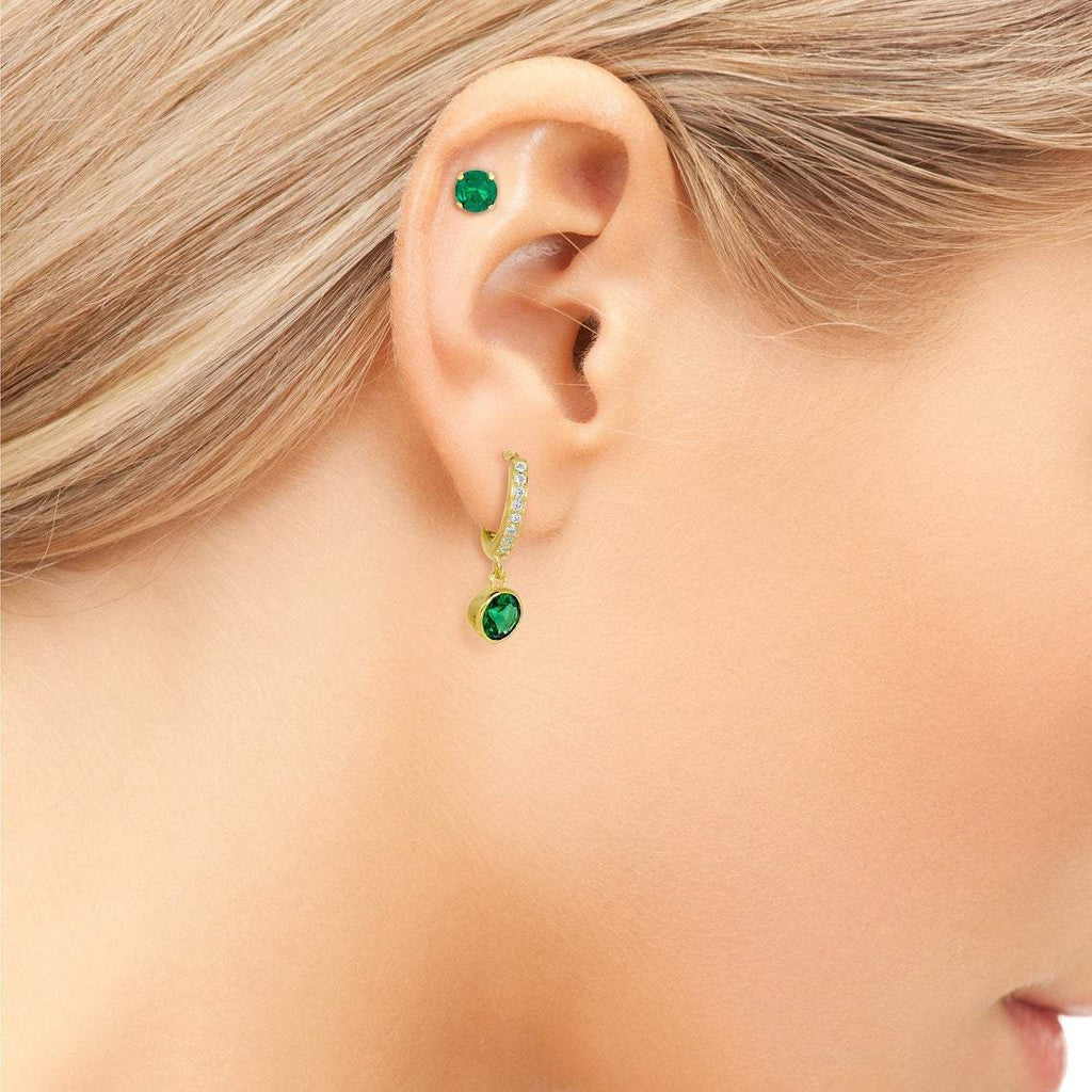 Tiny Gem Stud Earring sSterling Silver - Emerald, Onyx, Sapphire