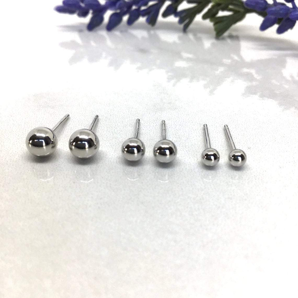 Tiny Silver 5 mm Ball Stud Earrings