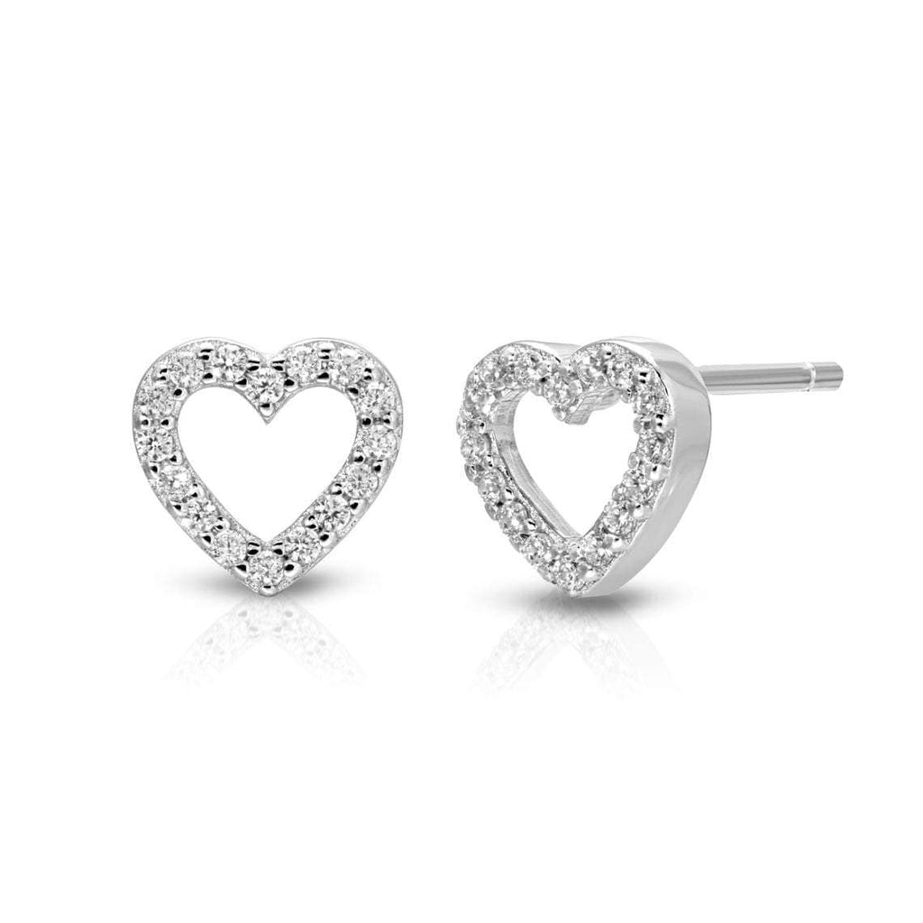 Tiny Silver Open Heart Stud Earring