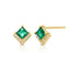 Tiny emerald stud earring sterling silver
