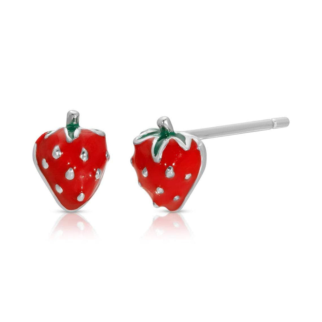 Tiny strawberry stud earring sterling silver