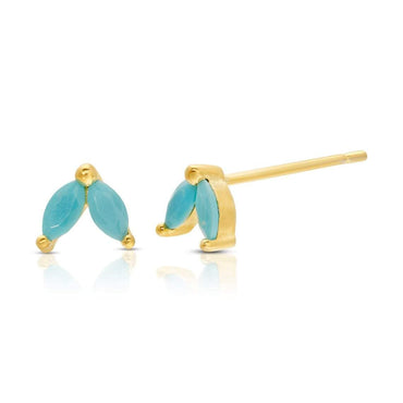 Tiny turquoise marquise stud earring sterling silver