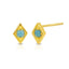 Tiny turquoise simulant rhombus stud earrings sterling silver