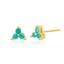 Tiny turquoise trinity flower stud earring sterling silver