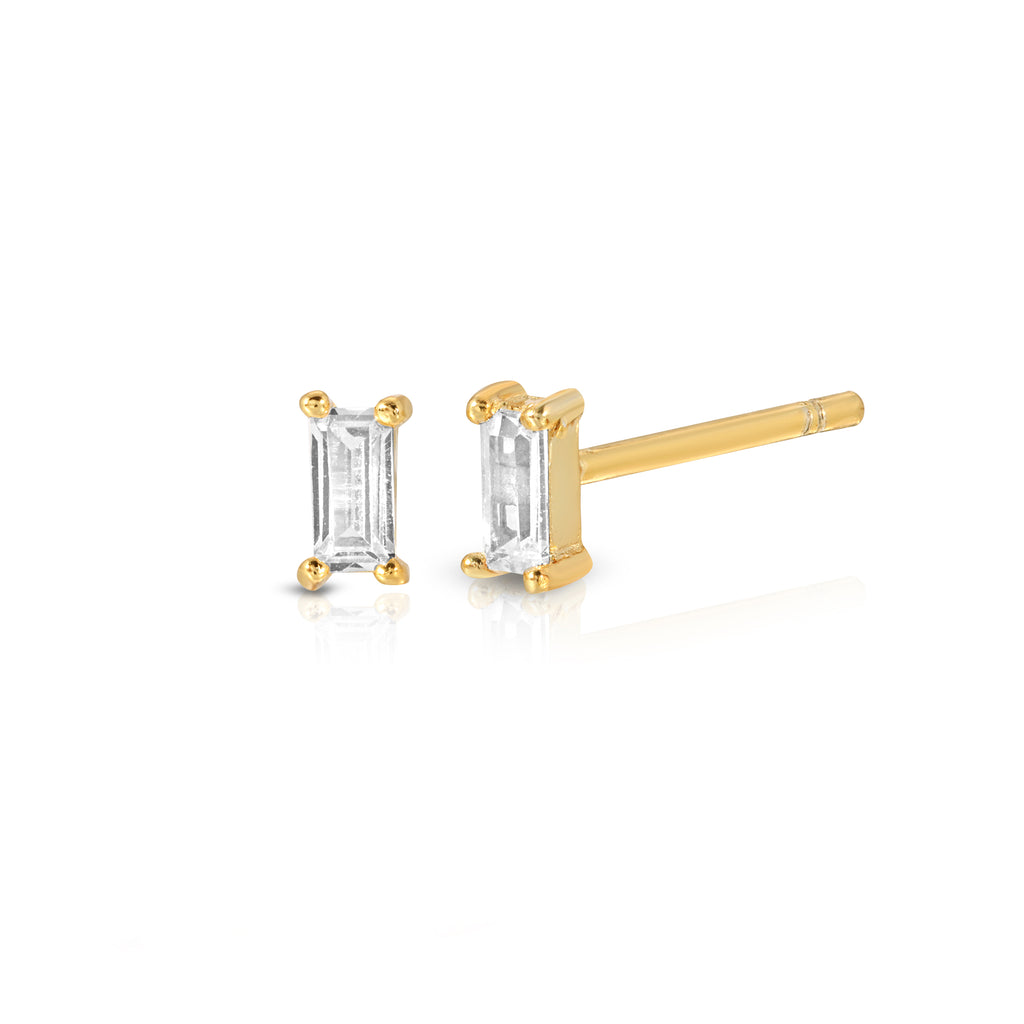 Baguette stud earring sterling silver-sapphire emerald, onyx, diamond simulants